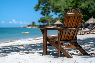 Beach chair, tranquil ocean view, relaxation