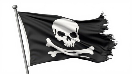Waving Pirate Flag 3D Render