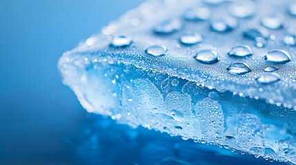 Chill Icy Solid Frozen Food Pouch with Icy Crystals and Water Droplets in Blue and White Impressionistic Style