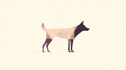 Obraz premium Geometric dog profile, minimalist design, white background, pet illustration