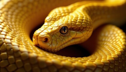 Fototapeta premium Luxurious gold snakeskin close-up, shimmering scales , gold, elegant