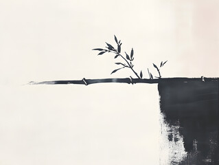 Bold Minimalistic Flower Border Sumi-e