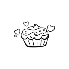 vector illustration of a cupcake on white