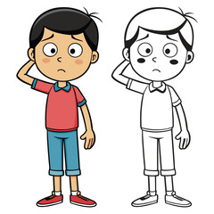 A boy has a headache.