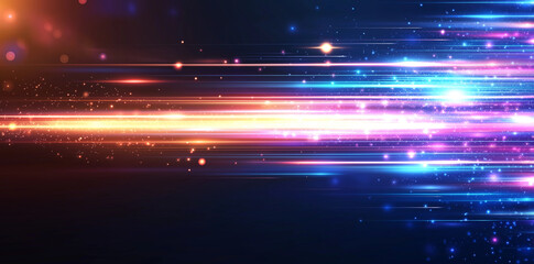 Obraz premium Vibrant abstract background featuring neon blue and pink light streaks, creating dynamic and energetic atmosphere. Perfect for digital art and design projects