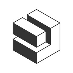 Stylish isometric cube design, perfect for modern technology, architecture, or engineering projects.  Clean lines and grayscale palette create a sophisticated, minimalist aesthetic.