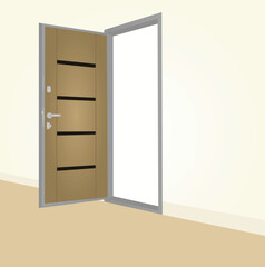 Open room door. vector illustration
