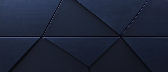 Deep Blue Geometric Pattern: Subtle shadows enhance triangular tile arrangement. AI Generated