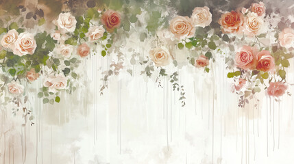 Obraz premium Elegant watercolor roses in soft pastel tones