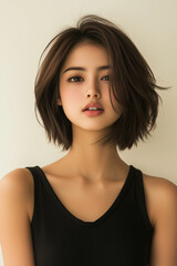 Fototapeta premium 美女, 女性, 美しい, 顔, モデル, 日本, 韓国, 中国, アジア, カフェ, ファッション