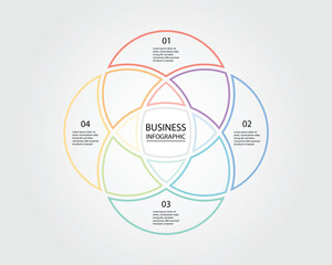 Business Infographic modern design template for banners and infographics for 4 gradient venn diagram circle line step