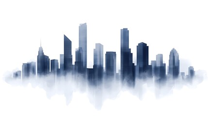 Obraz premium Monochromatic Urban Skyline with Soft Gradient Background