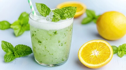 Refreshing Mint Orange Smoothie in Glass