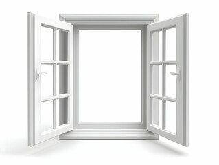 Open white window, bright background, home interior design