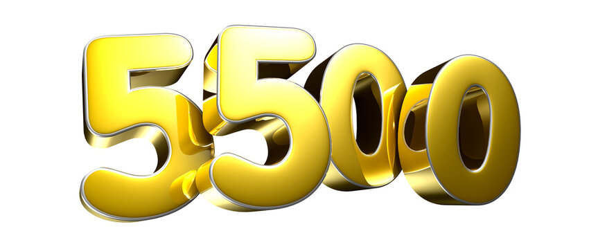 Golden number 5500 3D illustration. Advertising signs. Product design. Product sales.