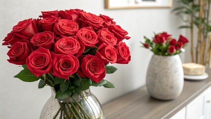 Red roses are the symbol of true love on Valentine's Day.