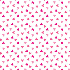 Hearts seamless pattern. cute watercolor vector background with small hearts. For baby print, 14 February Valentine backdrop