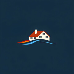 Waterfront House. Coastal Living Dream Home Real Estate Logo