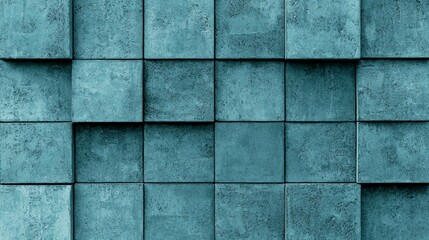 Textured Blue and Grey Cube Wall Pattern