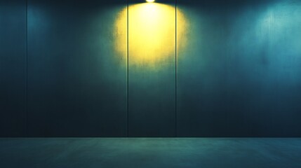 Dark teal wall subtly lit by warm yellow spotlight creates moody atmosphere. AI Generated