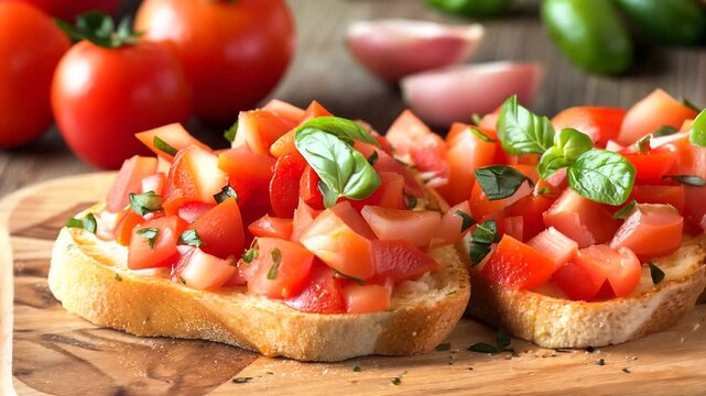 bruschetta with tomatoes delicious food