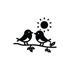 Obraz premium birds on branch, anniversary, clip art, concepts, cut out, doodle, enjoyment, flirting, friendship, handwriting, horizontal, icon set, invitation, outline