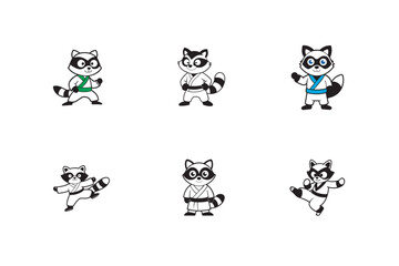 Fototapeta premium Sticker design of A raccoon in a black karate suit