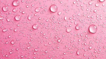 Pink background with many water droplets. Perfect for beauty, skincare, or cosmetic projects.