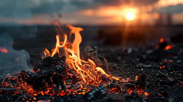 burning coals embers ashes ground