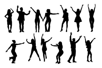 shilloute People are showing happy gestures