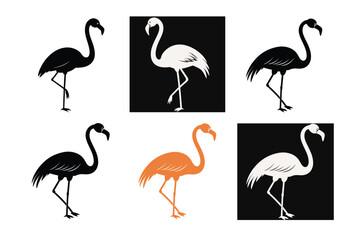 Obraz premium Set of Colorful Flamingo Silhouettes