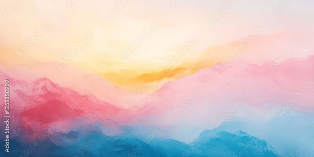 Poster abstract artwork showcasing pastel gradients with a focus on the delicate and smooth blending of pas