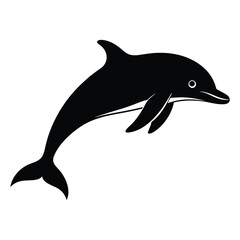 a silhouette dolphin in white background 