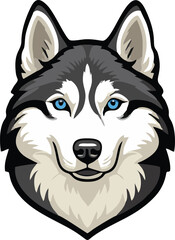 siberian husky dog head mascot logo design concept vector illustration white background