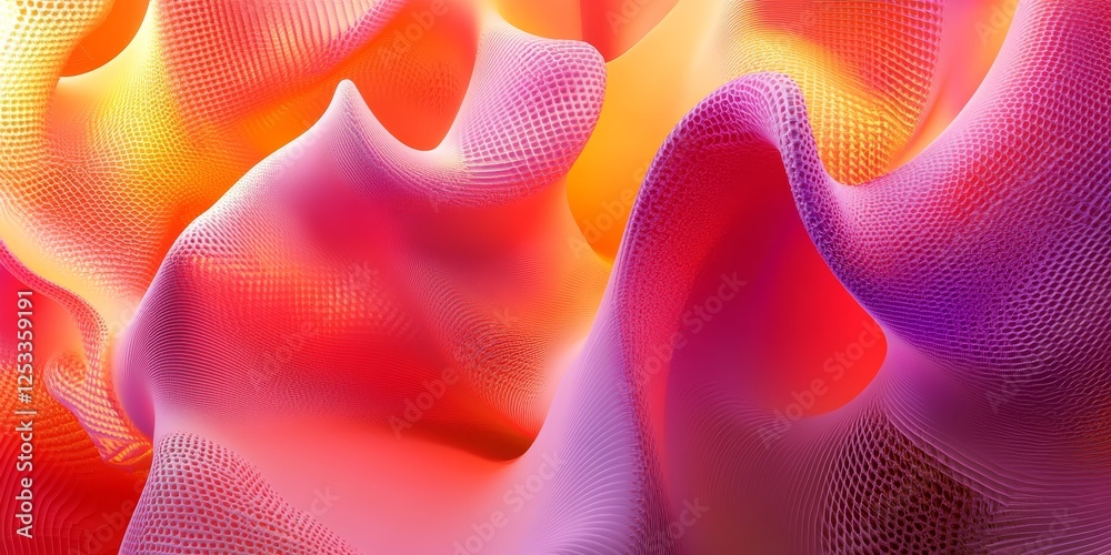Aufkleber abstract scene where 3D forms are arranged in a harmonious and engaging manner, blending various colors and textures to create a modern and sophisticated visual effect