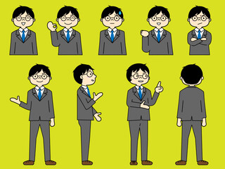 若手新入社員スーツ男性の全身・上半身セット