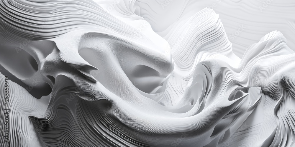 Aufkleber abstract artwork showcasing 3D forms, using fluid lines and intricate details to create a visually striking and refined design with a focus on depth and dimensionality