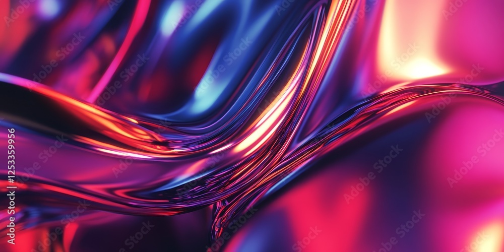 Poster abstract scene where metallic gradients create a sense of luxury and modernity, using a mix of shimmering metallic hues to evoke a rich and immersive visual effect
