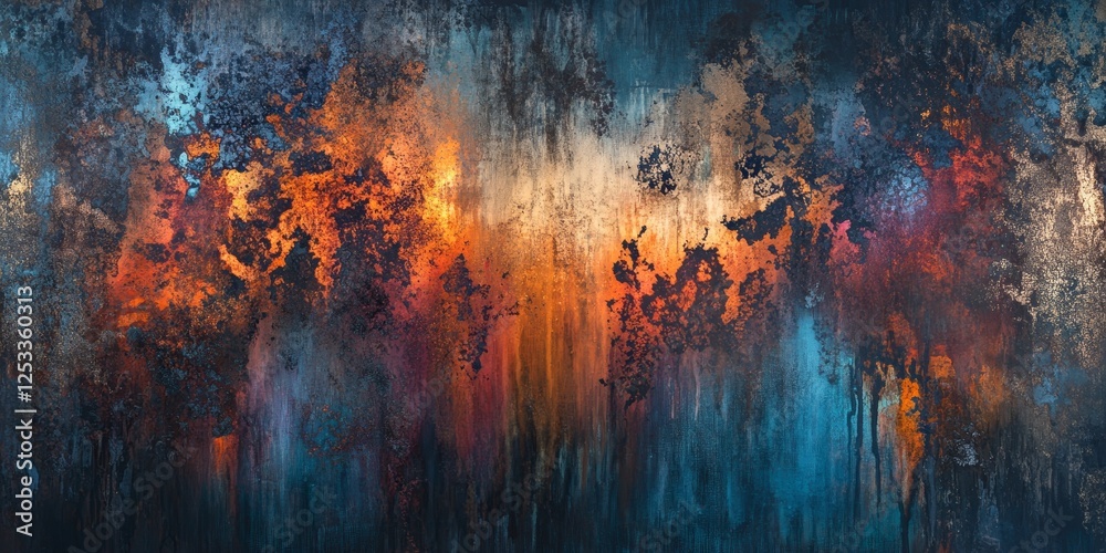 Poster abstract artwork showcasing metallic gradients with a focus on the intricate and reflective blending of metal-like colors, creating a visually engaging composition with a