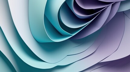 Abstract Swirling Layers of Teal and Purple Paper: A Modern Digital Art Design