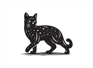 Cat Silhouette Black Solid Feline Illustration for Pet Art and Design Projects