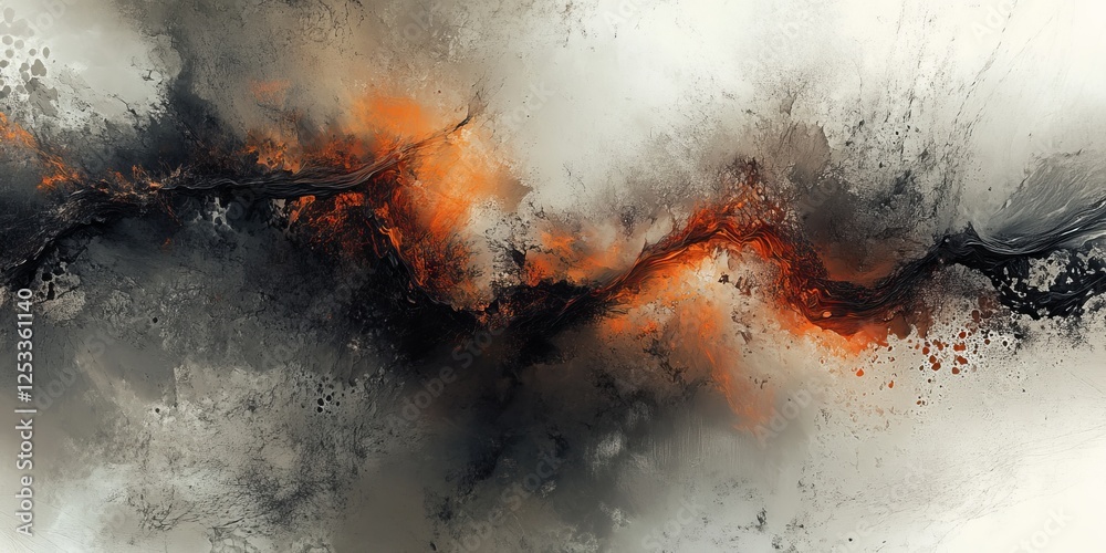 Poster abstract artwork showcasing digital painting with a focus on the interplay of colors and textures, incorporating various brush techniques and elements to create a visuall