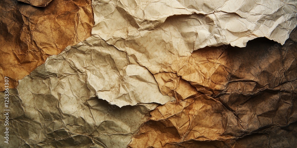 Leinwandbilder abstract scene where paper textures create a nuanced and intricate background, incorporating elements like crumpled, smooth, and aged paper to evoke a sense of depth and