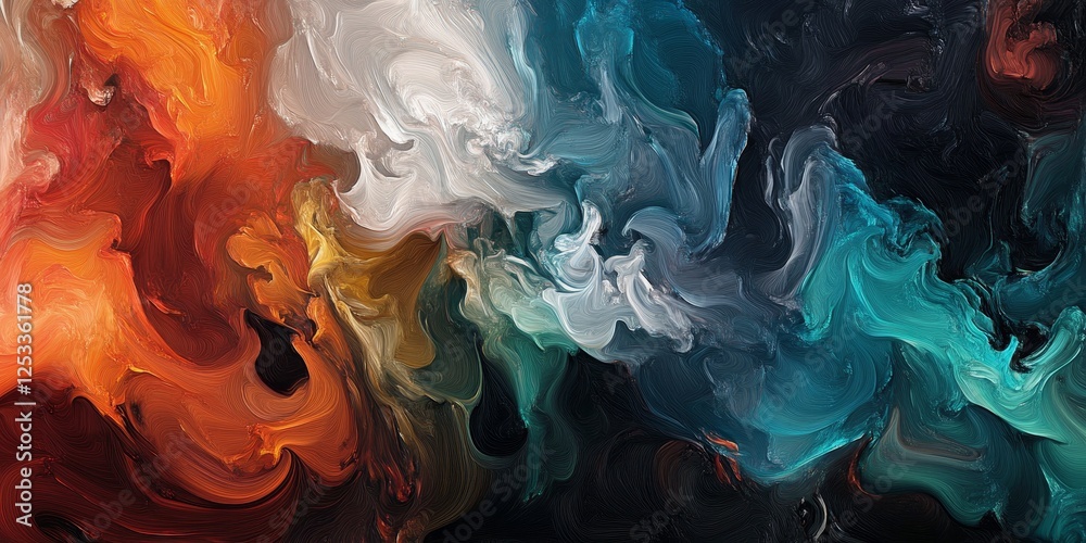 Poster abstract visual with digital painting that highlights the artistic and fluid nature of digital brushstrokes, creating a rich and engaging background with a touch of sophi