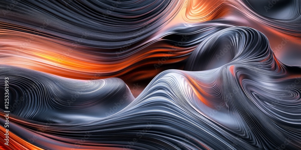 Poster abstract design featuring 3D illusions, blending various textures and colors to create a visually refined and engaging composition that emphasizes the beauty of three-dim