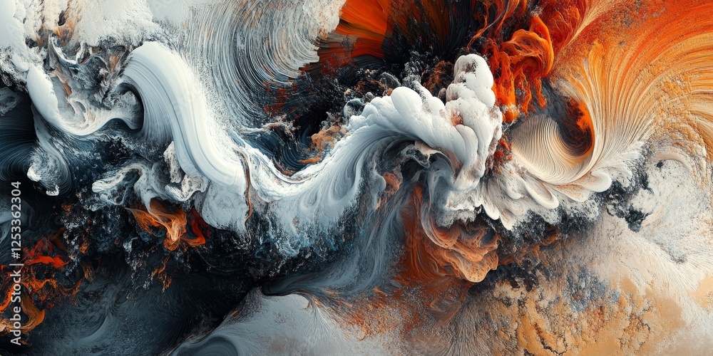 Poster abstract design featuring 3D illusions, blending various textures and colors to create a visually refined and engaging composition that emphasizes the beauty of three-dim