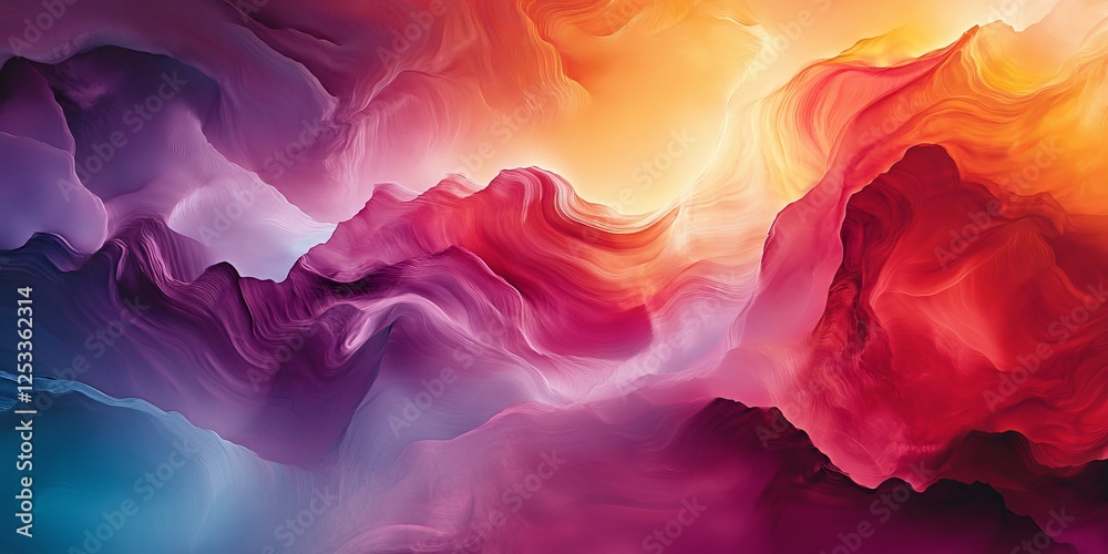 Poster abstract scene where gradient backgrounds create a sense of depth and fluidity, using a harmonious color palette to evoke a rich and dynamic visual effect