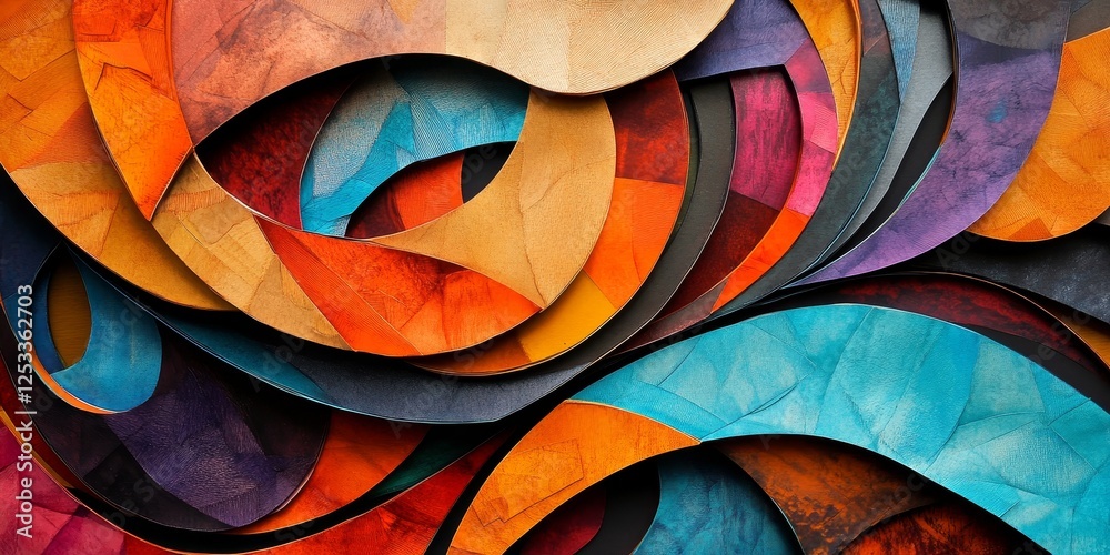 Fototapete visually striking abstract design using paper textures, emphasizing the unique qualities and layered patterns of different papers to create a rich and engaging artistic e