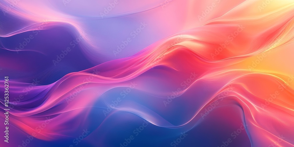 Poster abstract artwork showcasing gradient backgrounds with a focus on the delicate and refined blending of colors, creating a visually engaging composition with a touch of ele