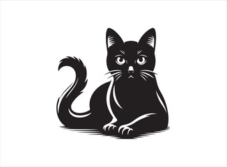 Cat Silhouette Black Solid Feline Illustration for Pet Art and Design Projects